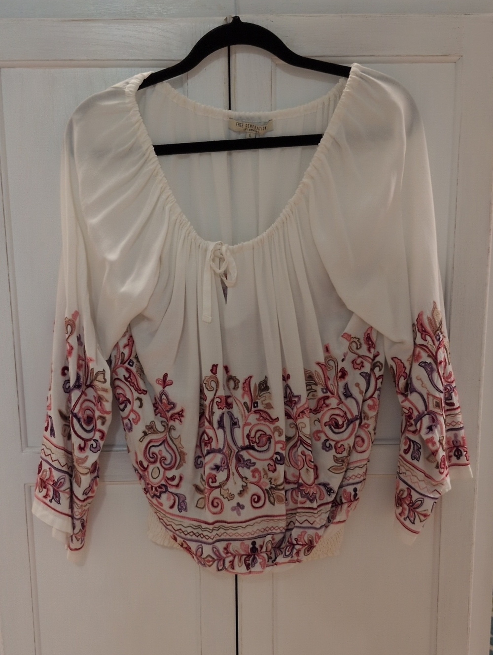 Free Generations Cream Embroidered Peasant Blouse